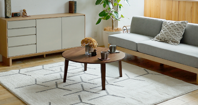 折りたたみ式円形センターテーブル　Hiram（ヒラム）