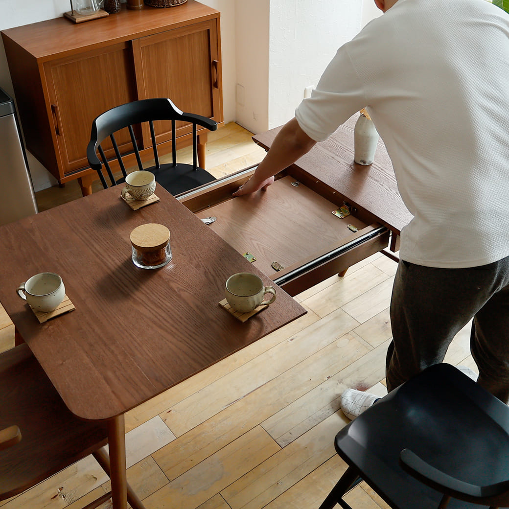 伸長式ダイニングテーブル　form(フォーム)　120-160cm　ブラウン
